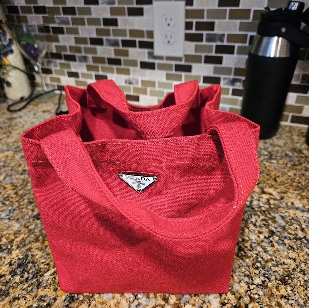 Prada Scarlet Canvas Mini Tote - Picture 4 of 4